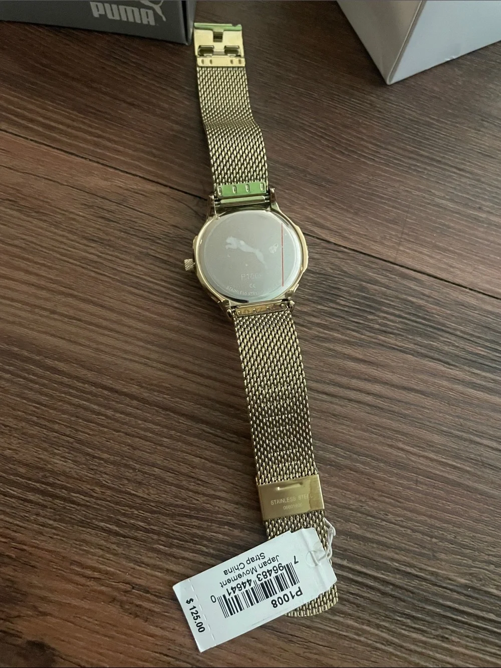 PUMA Women's Gold Tone Mesh Bracelet Watch with Black Accent!NWT&RARE